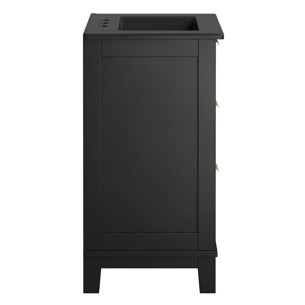 Modway - Dixie 24in Solid Wood Bathroom Vanity Cabinet - EEI-6724-BLK-BLK veiw 3