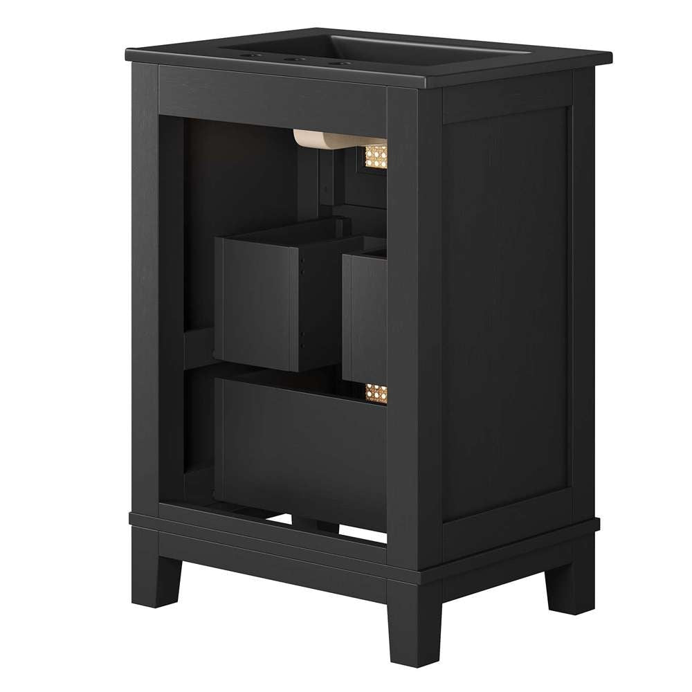 Modway - Dixie 24in Solid Wood Bathroom Vanity Cabinet - EEI-6724-BLK-BLK veiw 4