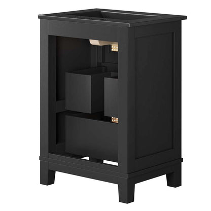 Modway - Dixie 24in Solid Wood Bathroom Vanity Cabinet - EEI-6724-BLK-BLK veiw 4