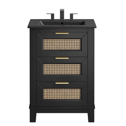 Modway - Dixie 24in Solid Wood Bathroom Vanity Cabinet - EEI-6724-BLK-BLK veiw 5