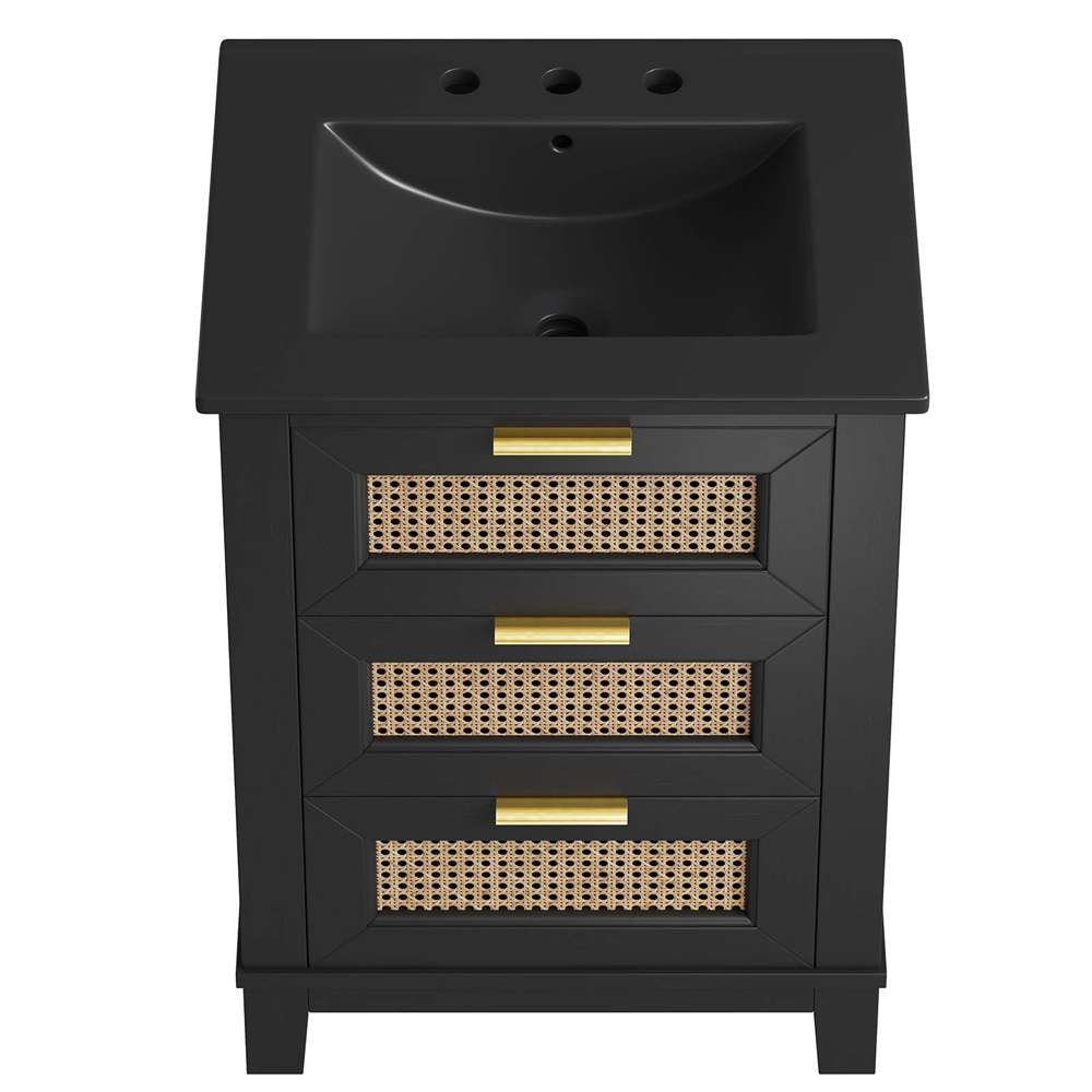 Modway - Dixie 24in Solid Wood Bathroom Vanity Cabinet - EEI-6724-BLK-BLK veiw 6