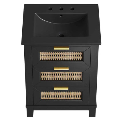 Modway - Dixie 24in Solid Wood Bathroom Vanity Cabinet - EEI-6724-BLK-BLK veiw 6
