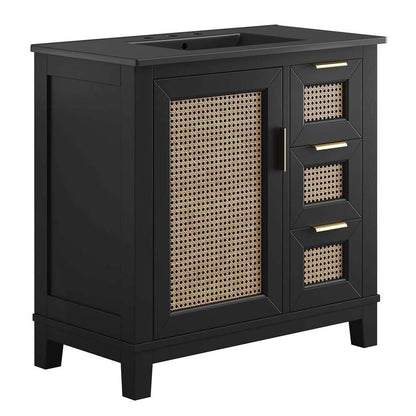 Modway - Dixie 36in Solid Wood Bathroom Vanity Cabinet - EEI-6726-BLK-BLK veiw 2