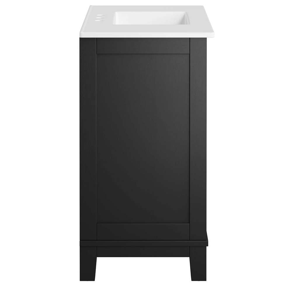 Modway - Dixie 36in Solid Wood Bathroom Vanity Cabinet - EEI-6725-BLK-WHI veiw 3