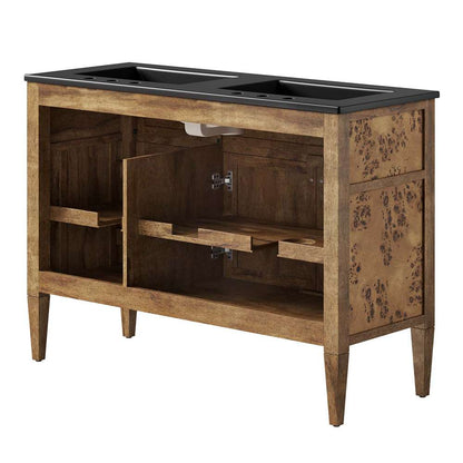 Modway - Elysian 48in Wood Double Sink Bathroom Vanity - EEI-6457-BLK-BRN veiw 4