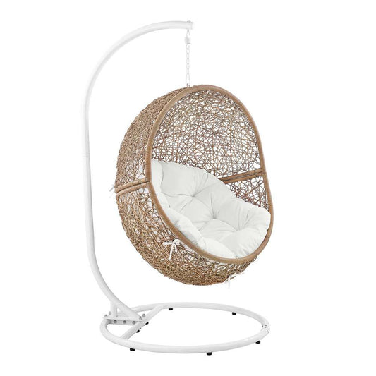 Modway - Encase Outdoor Patio Rattan Swing Chair - EEI-6262-CAP-WHI view 2