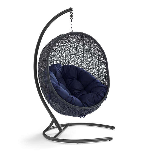 Modway - Encase Sunbrella Swing Outdoor Patio Lounge Chair - EEI-3943-BLK-NAV view 1