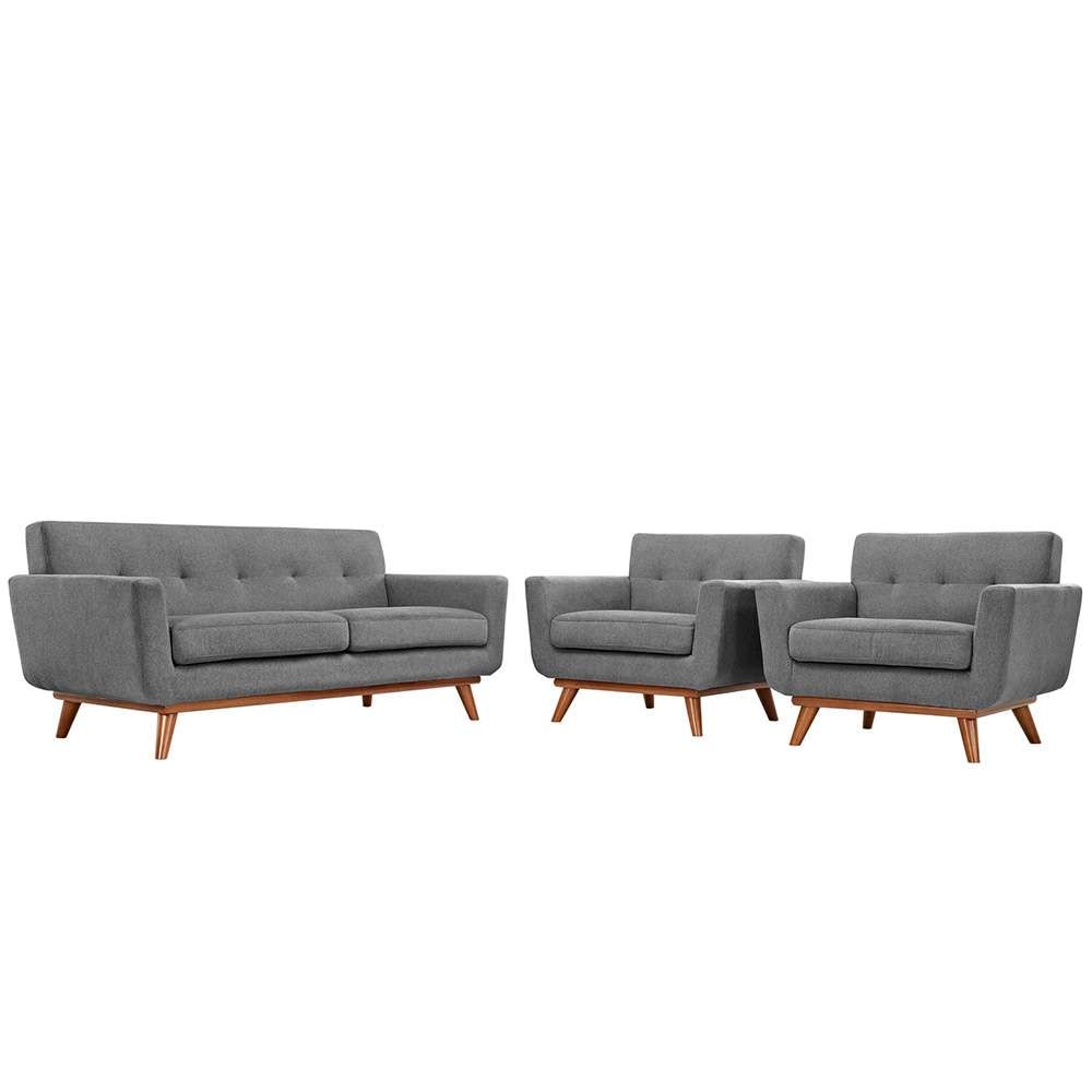 Modway - Engage Armchairs and Loveseat - 3 Piece Set - EEI-1347-GRY veiw 1