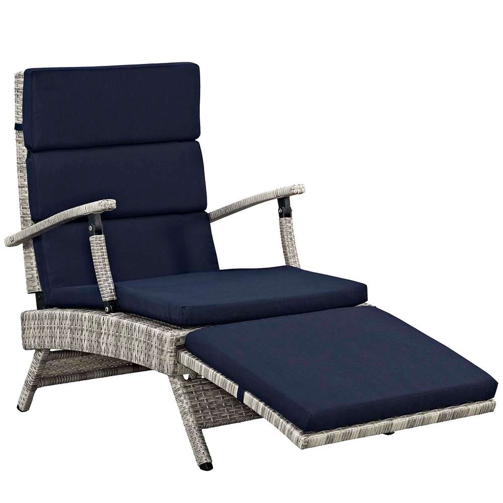 Modway - Envisage Chaise Outdoor Patio Wicker Rattan Lounge Chair - EEI-2301-LGR-NAV veiw 1