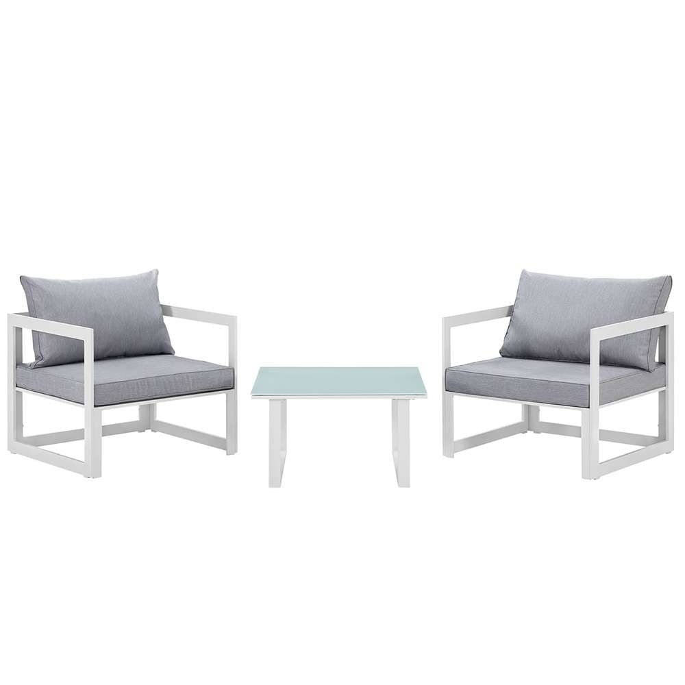 Modway - Fortuna 3 Piece Outdoor Patio Sectional Sofa Set - EEI-1722-WHI-GRY-SET veiw 1