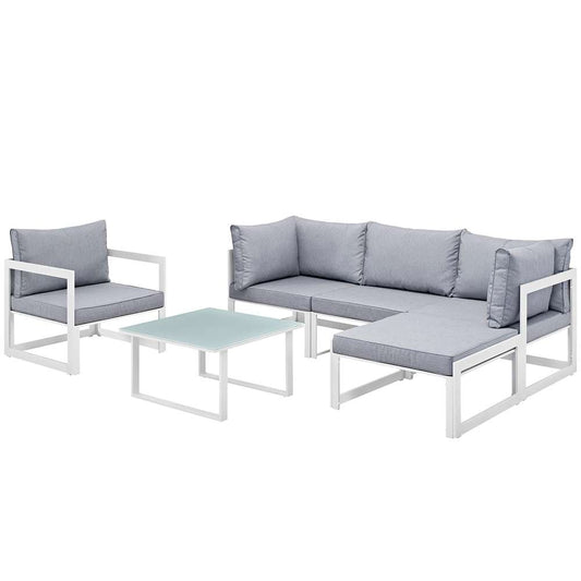 Modway - Fortuna 6 Piece Outdoor Patio Sectional Sofa Set - EEI-1731-WHI-GRY-SET veiw 1