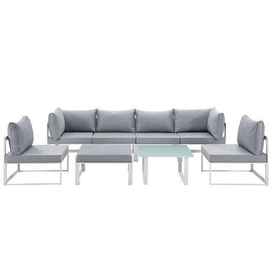 Modway - Fortuna 8 Piece Outdoor Patio Sectional Sofa Set - EEI-1728-WHI-GRY-SET veiw 1