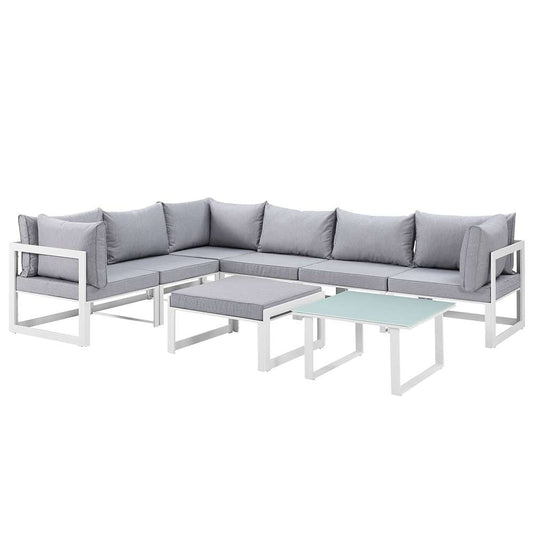 Modway - Fortuna 8 Piece Outdoor Patio Sectional Sofa Set - EEI-1735-WHI-GRY-SET veiw 1