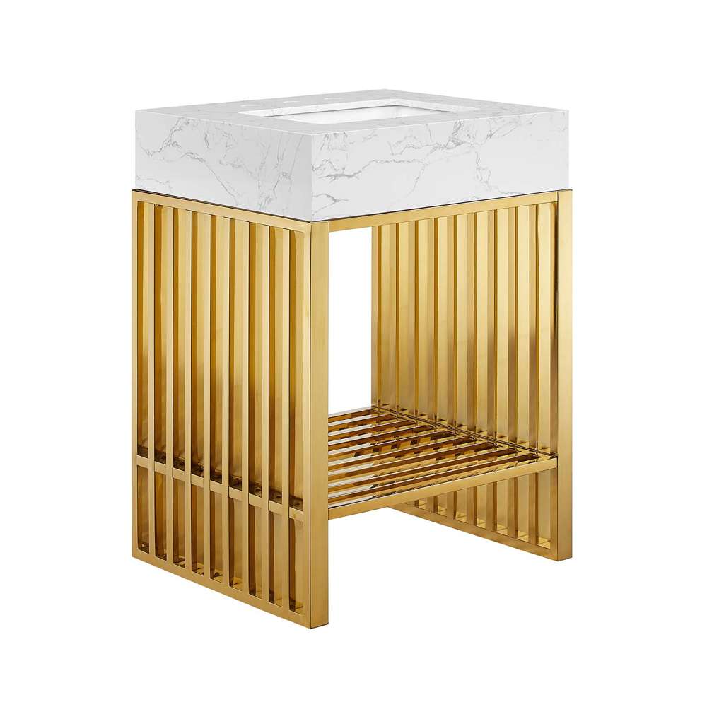 Modway - Gridiron 24in Bathroom Vanity - EEI-6103-WHI-GLD veiw 2