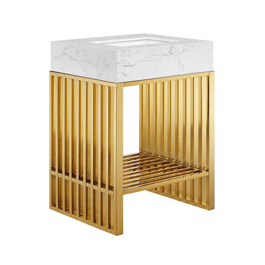 Modway - Gridiron 24in Bathroom Vanity - EEI-6103-WHI-GLD veiw 2