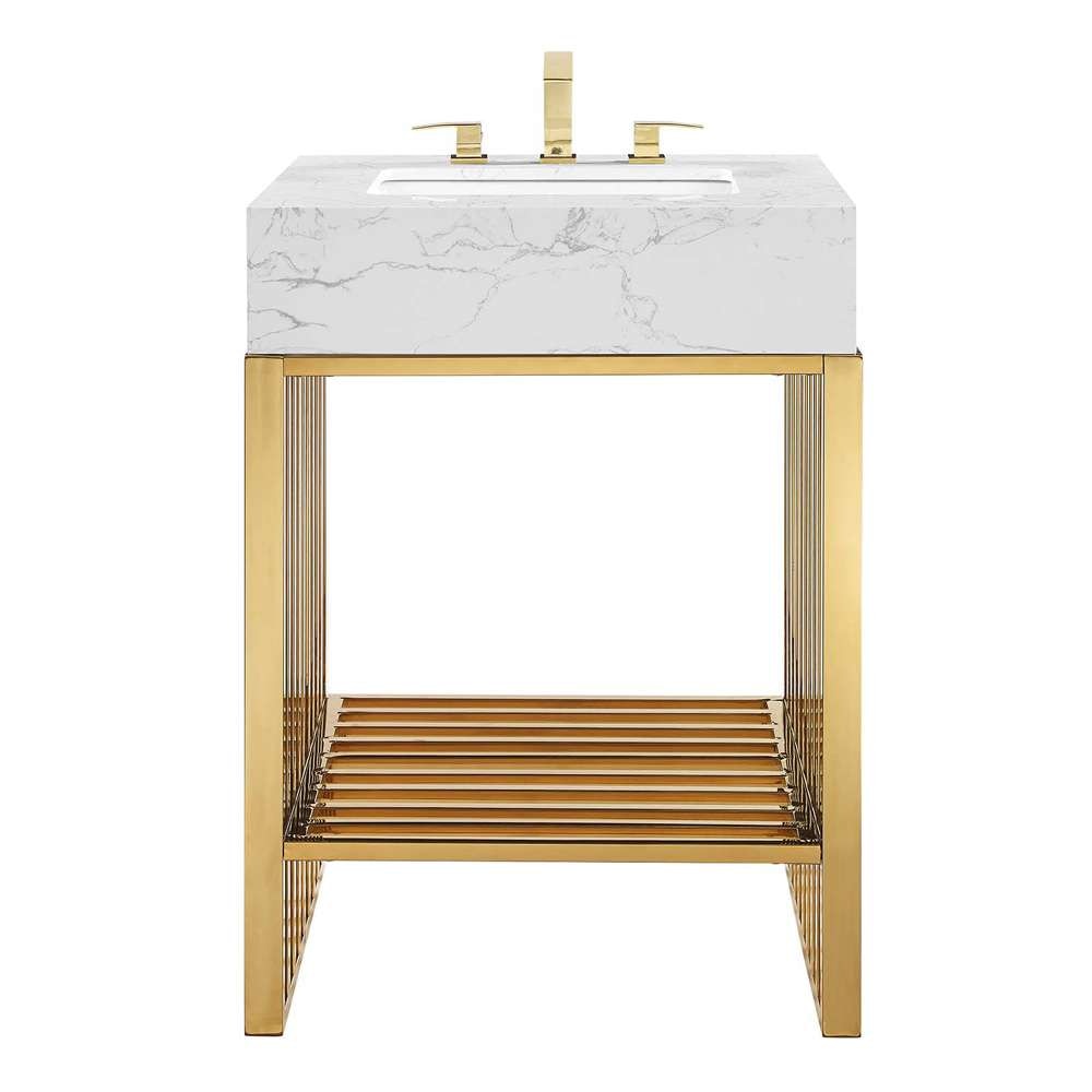Modway - Gridiron 24in Bathroom Vanity - EEI-6103-WHI-GLD veiw 4