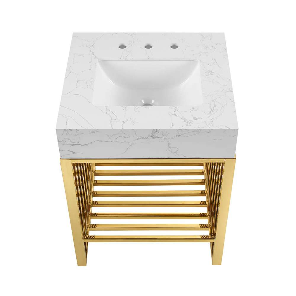 Modway - Gridiron 24in Bathroom Vanity - EEI-6103-WHI-GLD veiw 5