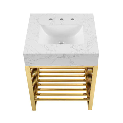 Modway - Gridiron 24in Bathroom Vanity - EEI-6103-WHI-GLD veiw 5