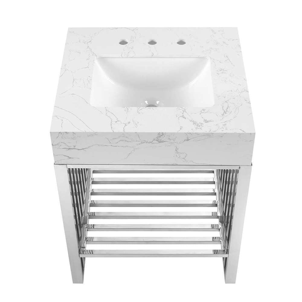 Modway - Gridiron 24in Bathroom Vanity - EEI-6103-WHI-SLV veiw 5