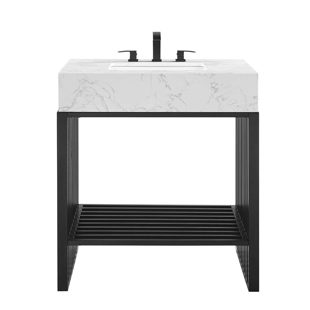 Modway - Gridiron 30in Bathroom Vanity - EEI-6106-WHI-BLK veiw 4