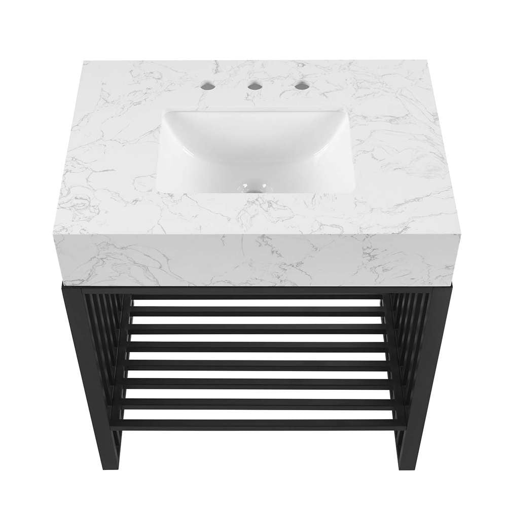 Modway - Gridiron 30in Bathroom Vanity - EEI-6106-WHI-BLK veiw 5