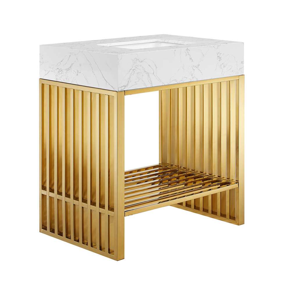 Modway - Gridiron 30in Bathroom Vanity - EEI-6105-WHI-GLD veiw 2
