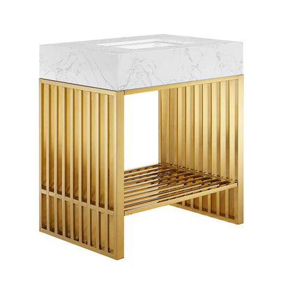 Modway - Gridiron 30in Bathroom Vanity - EEI-6105-WHI-GLD veiw 2
