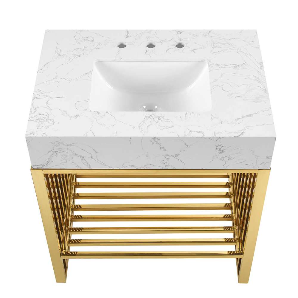 Modway - Gridiron 30in Bathroom Vanity - EEI-6105-WHI-GLD veiw 5