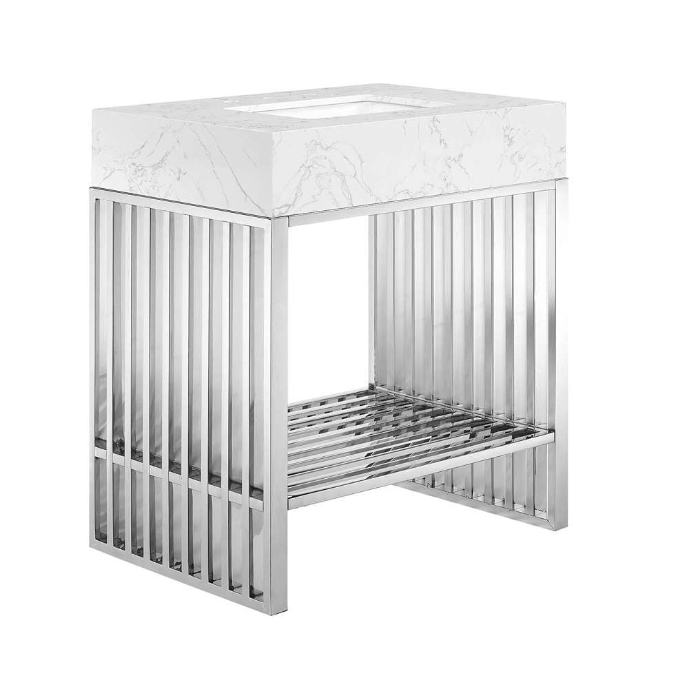 Modway - Gridiron 30in Bathroom Vanity - EEI-6105-WHI-SLV veiw 2