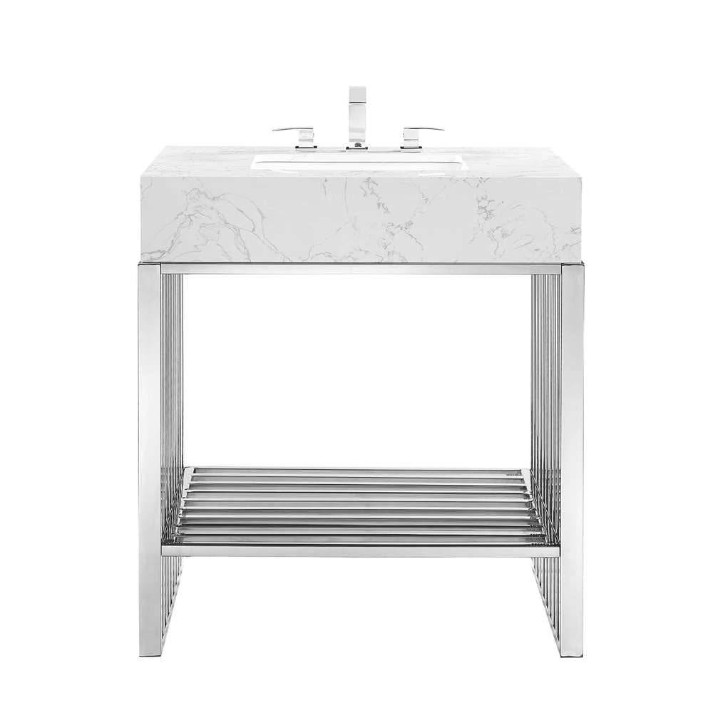 Modway - Gridiron 30in Bathroom Vanity - EEI-6105-WHI-SLV veiw 4