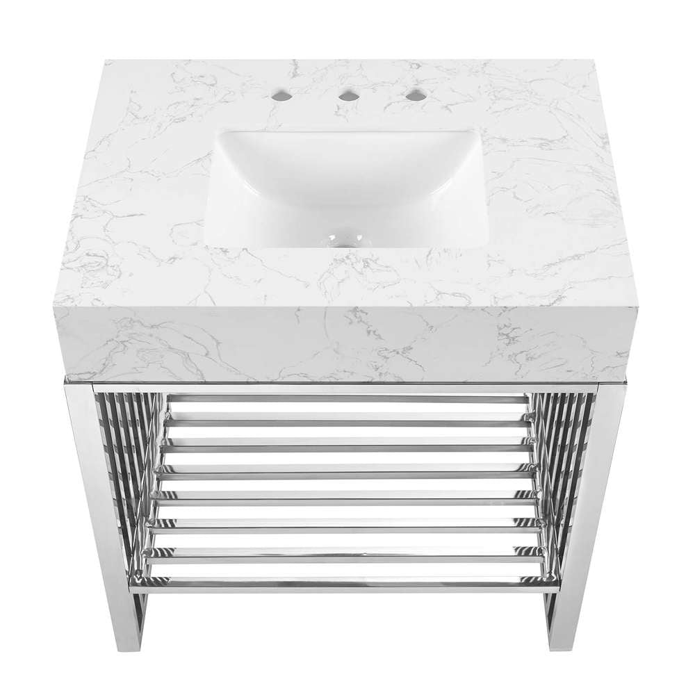 Modway - Gridiron 30in Bathroom Vanity - EEI-6105-WHI-SLV veiw 5