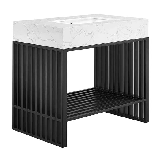 Modway - Gridiron 36in Bathroom Vanity - EEI-6108-WHI-BLK veiw 1