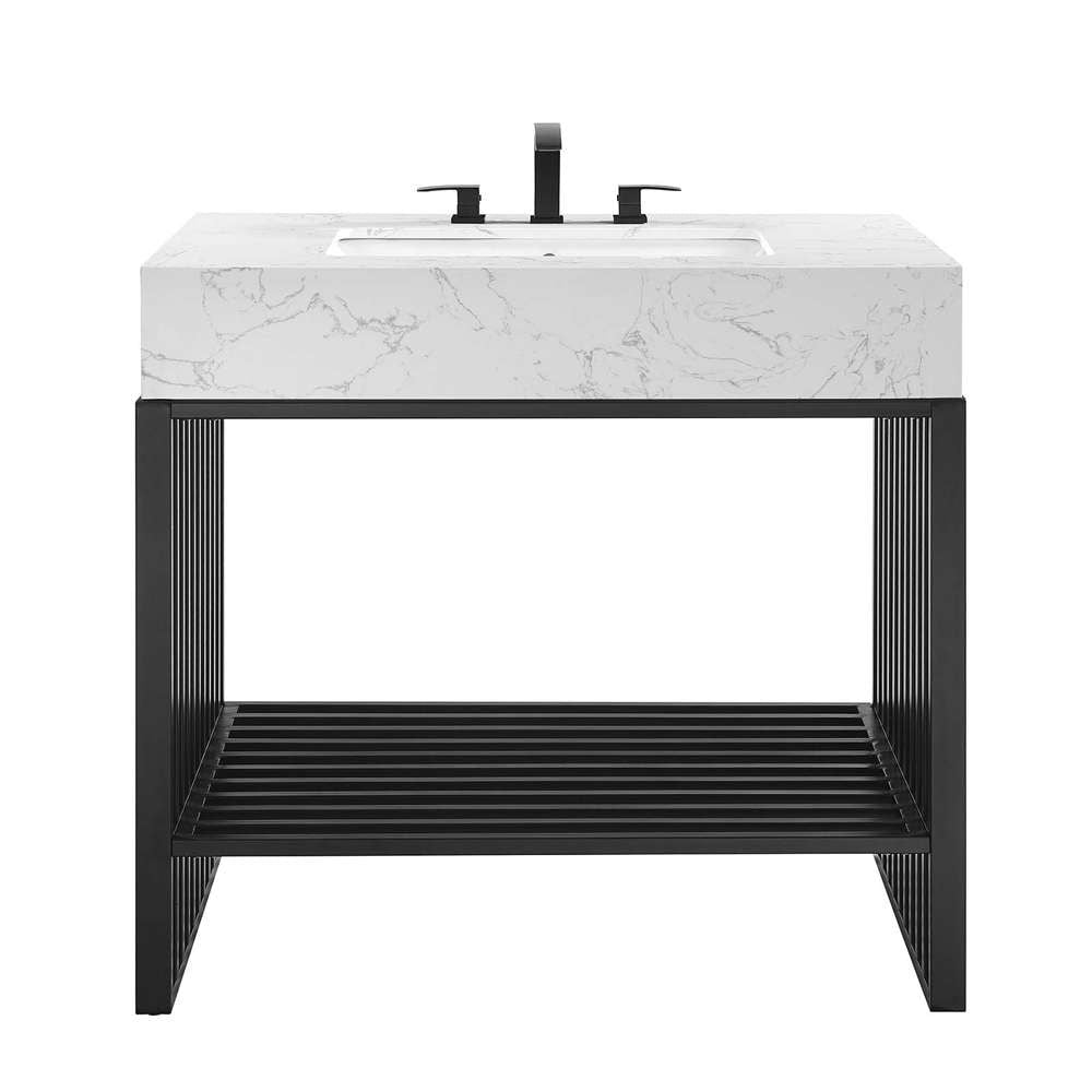 Modway - Gridiron 36in Bathroom Vanity - EEI-6108-WHI-BLK veiw 4