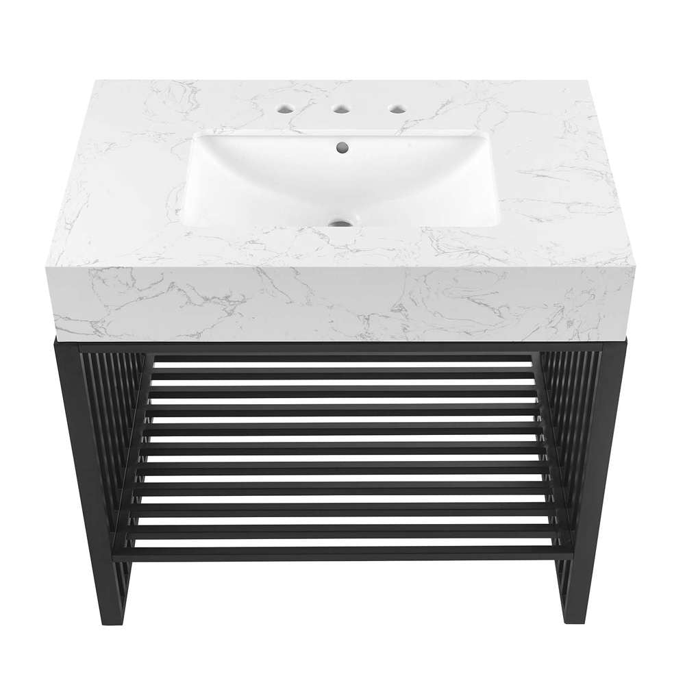 Modway - Gridiron 36in Bathroom Vanity - EEI-6108-WHI-BLK veiw 5