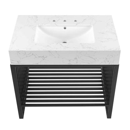 Modway - Gridiron 36in Bathroom Vanity - EEI-6108-WHI-BLK veiw 5