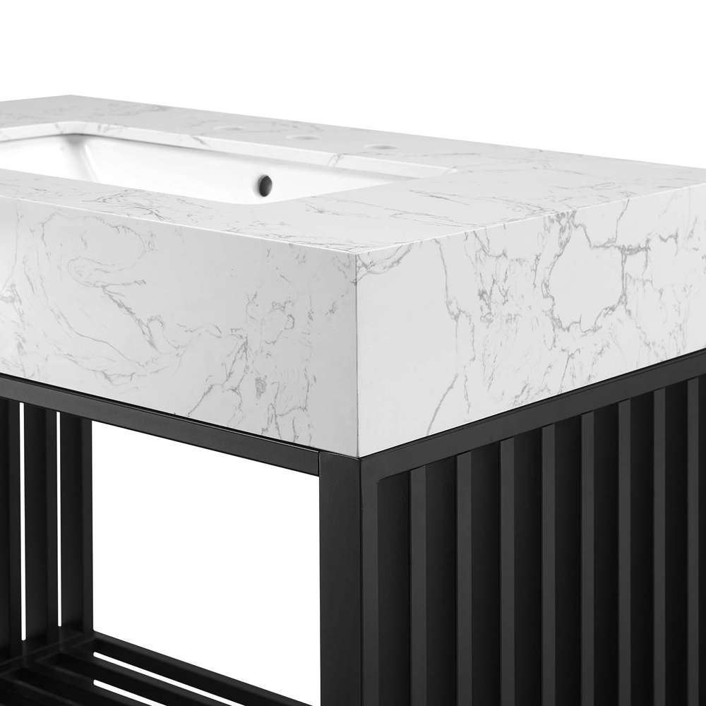 Modway - Gridiron 36in Bathroom Vanity - EEI-6108-WHI-BLK veiw 6