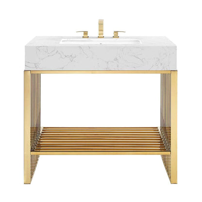 Modway - Gridiron 36in Bathroom Vanity - EEI-6107-WHI-GLD veiw 4