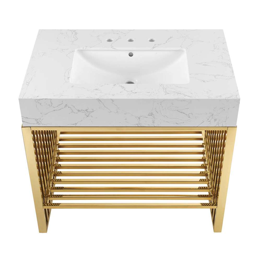 Modway - Gridiron 36in Bathroom Vanity - EEI-6107-WHI-GLD veiw 5