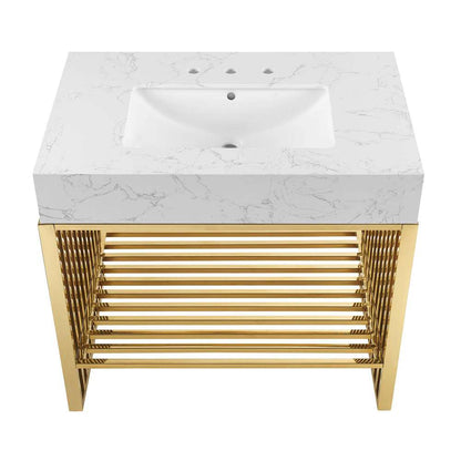 Modway - Gridiron 36in Bathroom Vanity - EEI-6107-WHI-GLD veiw 5