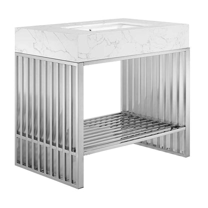 Modway - Gridiron 36in Bathroom Vanity - EEI-6107-WHI-SLV veiw 1