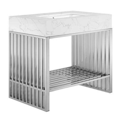 Modway - Gridiron 36in Bathroom Vanity - EEI-6107-WHI-SLV veiw 2
