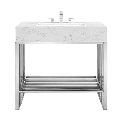 Modway - Gridiron 36in Bathroom Vanity - EEI-6107-WHI-SLV veiw 4