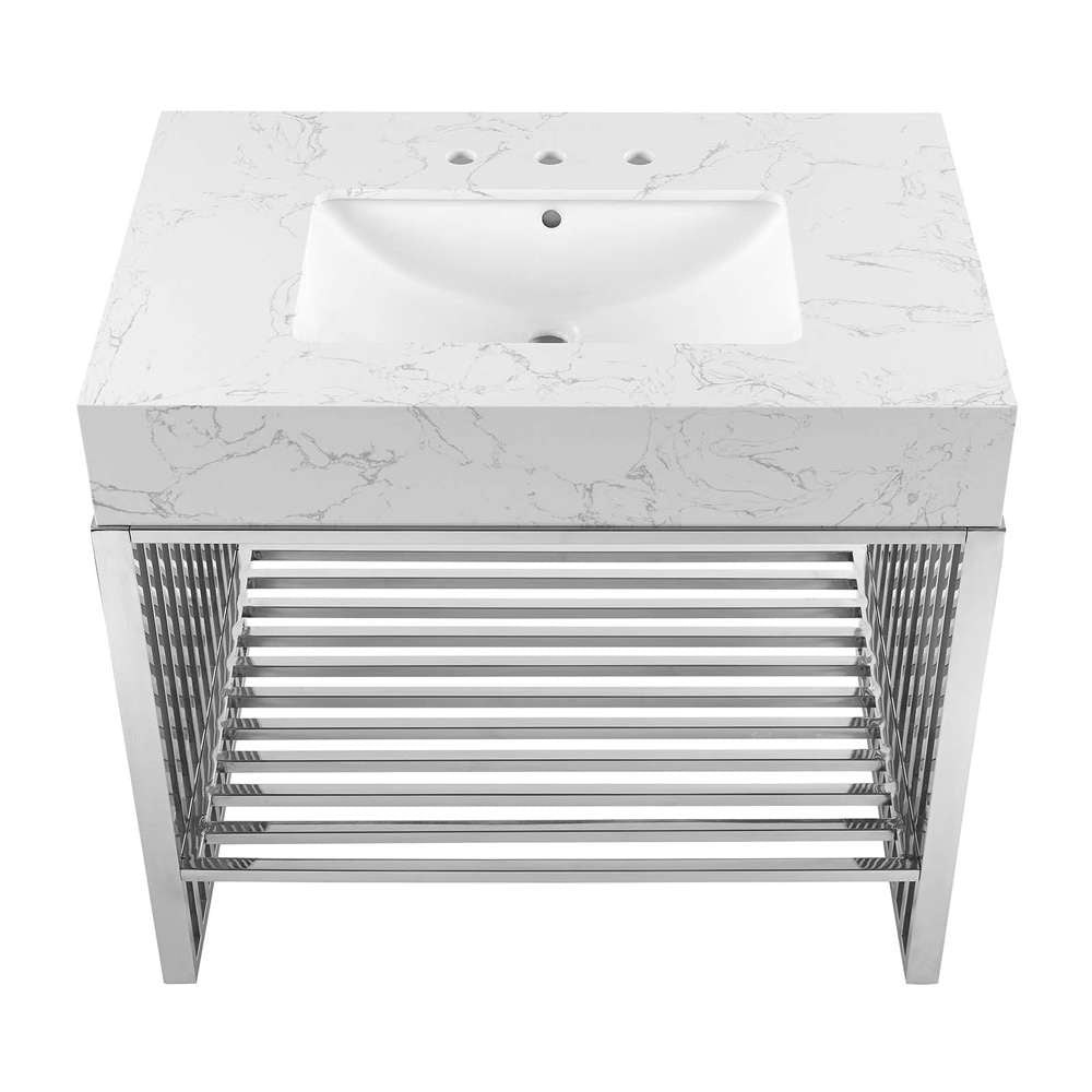 Modway - Gridiron 36in Bathroom Vanity - EEI-6107-WHI-SLV veiw 5