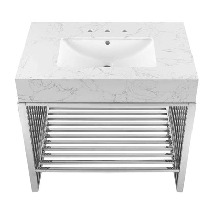 Modway - Gridiron 36in Bathroom Vanity - EEI-6107-WHI-SLV veiw 5