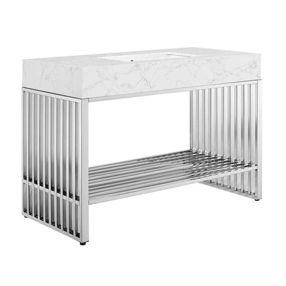 Modway - Gridiron Bathroom Vanity - EEI-6109-WHI-SLV veiw 2