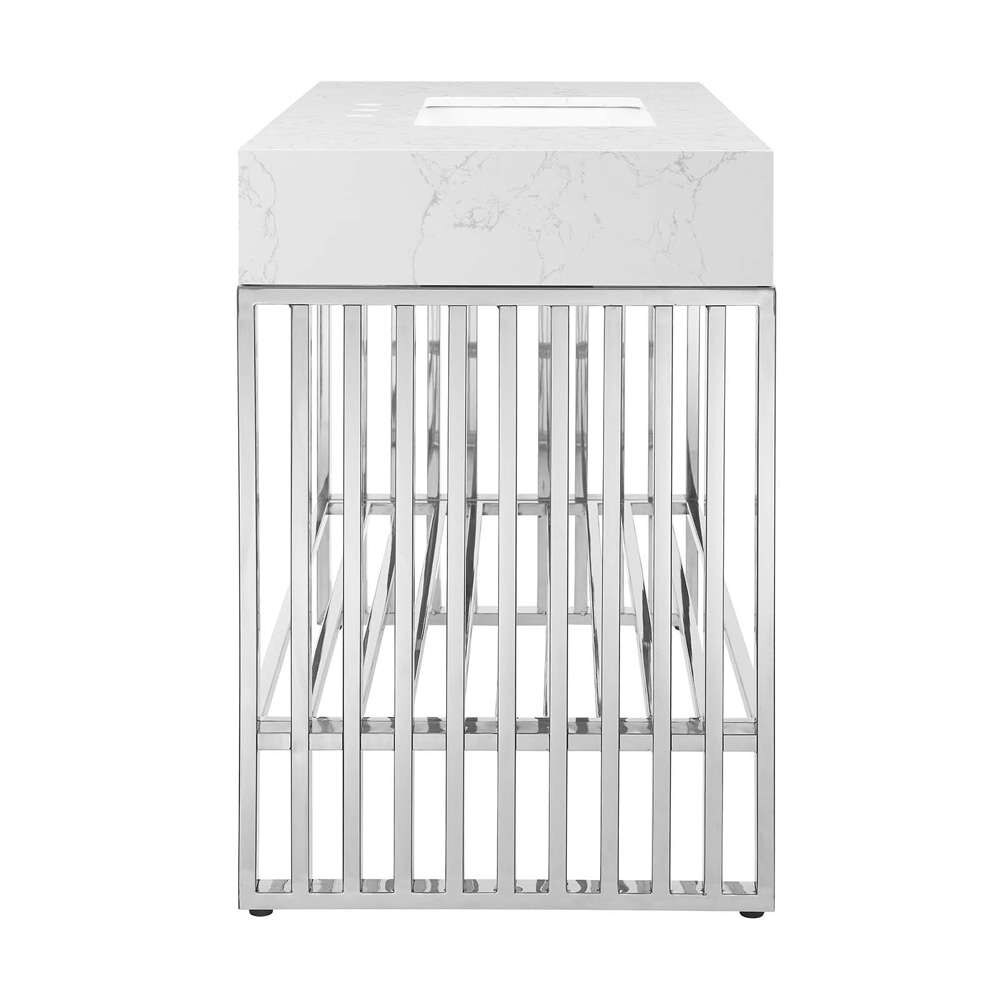 Modway - Gridiron Bathroom Vanity - EEI-6109-WHI-SLV veiw 3