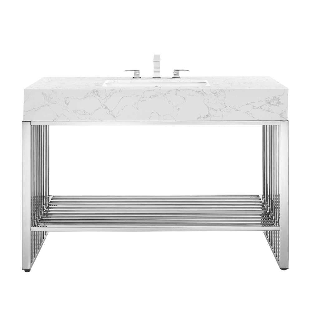 Modway - Gridiron Bathroom Vanity - EEI-6109-WHI-SLV veiw 4