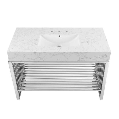Modway - Gridiron Bathroom Vanity - EEI-6109-WHI-SLV veiw 5