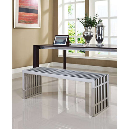 Modway - Gridiron Large Stainless Steel Bench - EEI-570-SLV veiw 4