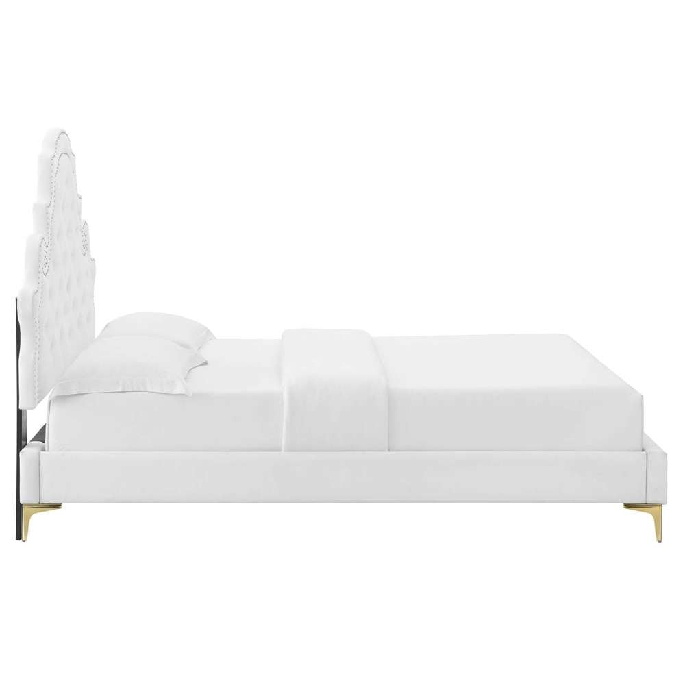 Modway - Gwyneth Tufted Performance Velvet Full Platform Bed - MOD-6757-WHI veiw 6